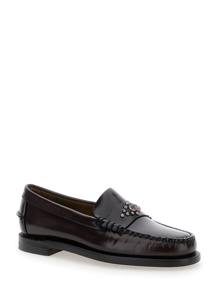 Dan Bordeaux Loafers With Stud Embellishment On The Front Patent Leather Woman