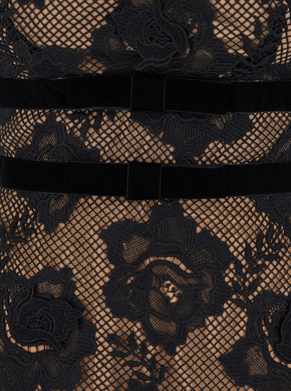 Black Crewneck Mini Dress With Lace Embellishments And Semi Sheer Design Tech Fabric Woman