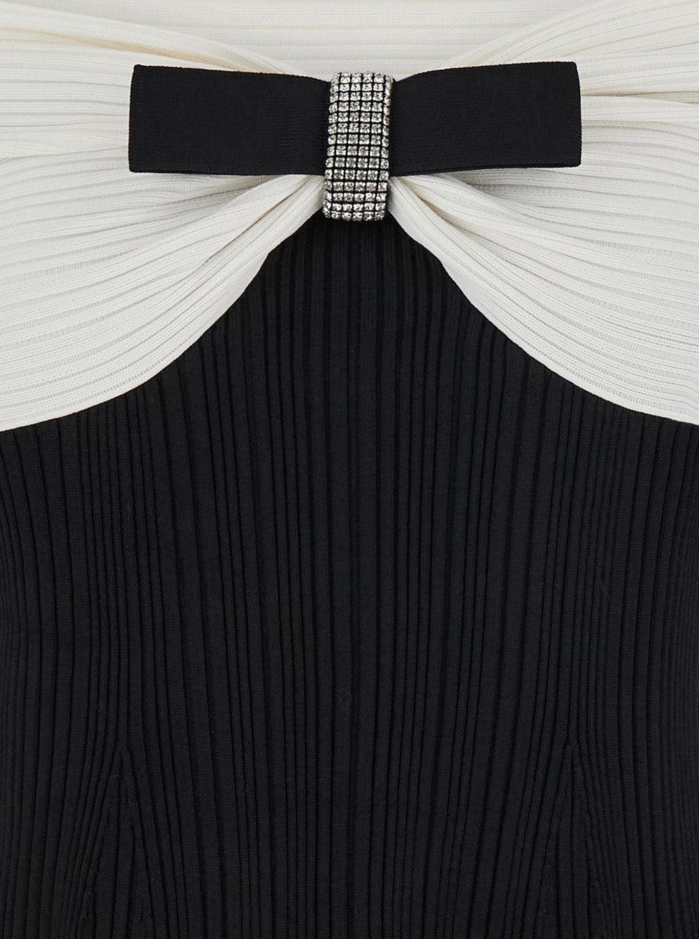 Black Mini Dress With Square Neck And Bow Detail Viscose Blend Stretch Woman