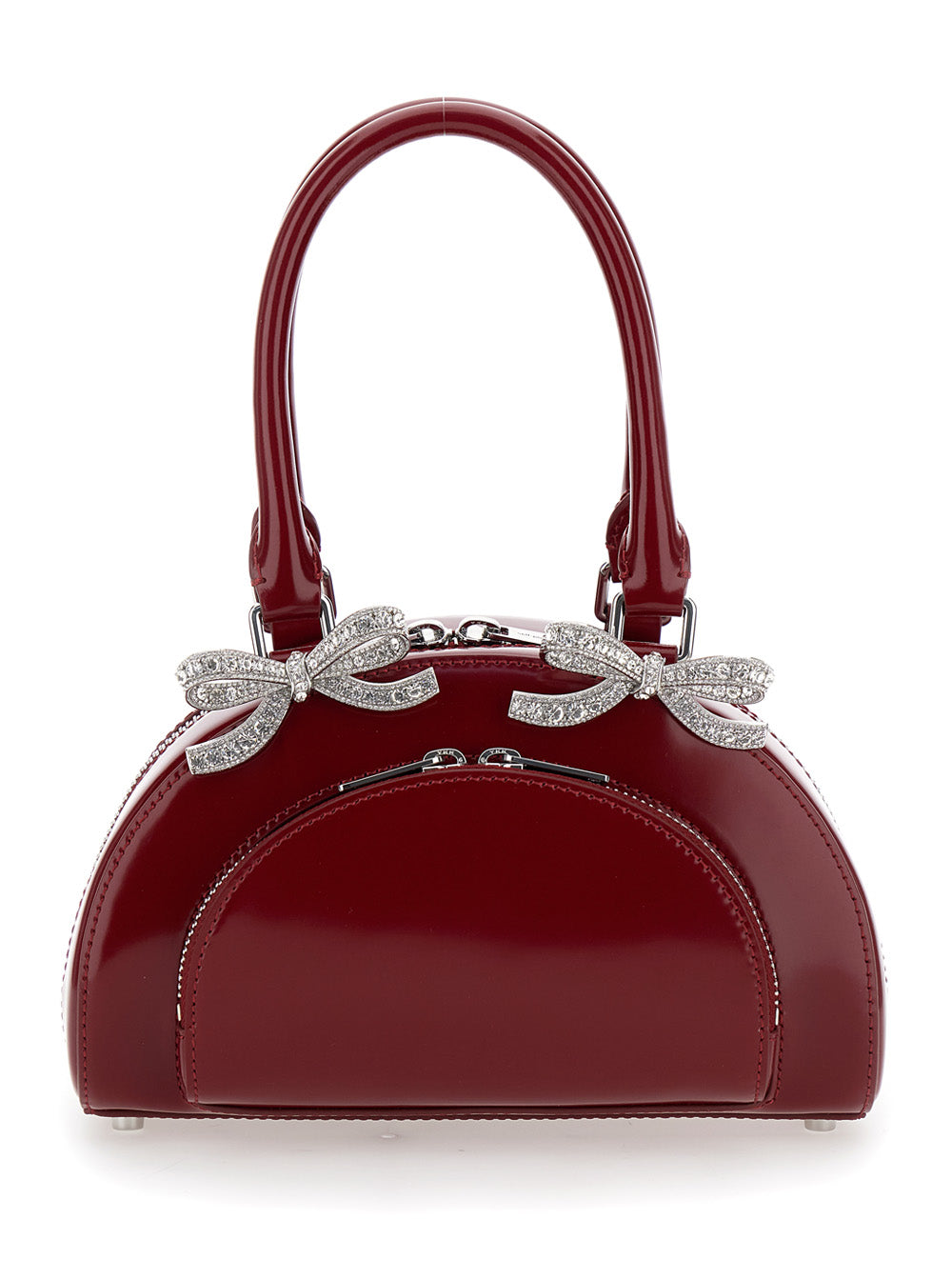 Bordeaux Mini Handbag With Bows Patent Leather Woman Hand Bags