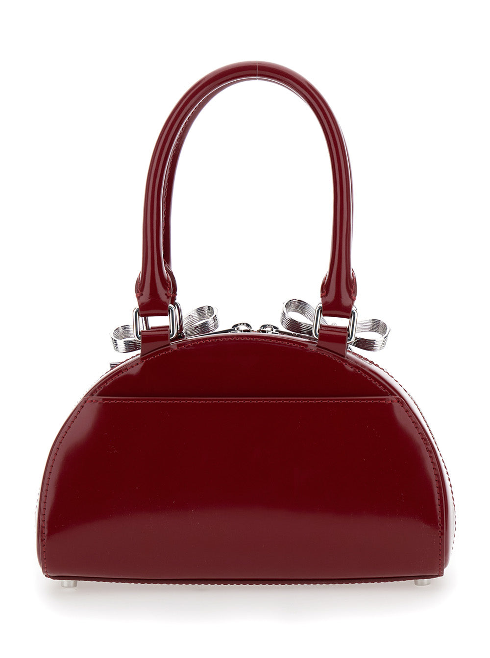 Bordeaux Mini Handbag With Bows Patent Leather Woman Hand Bags