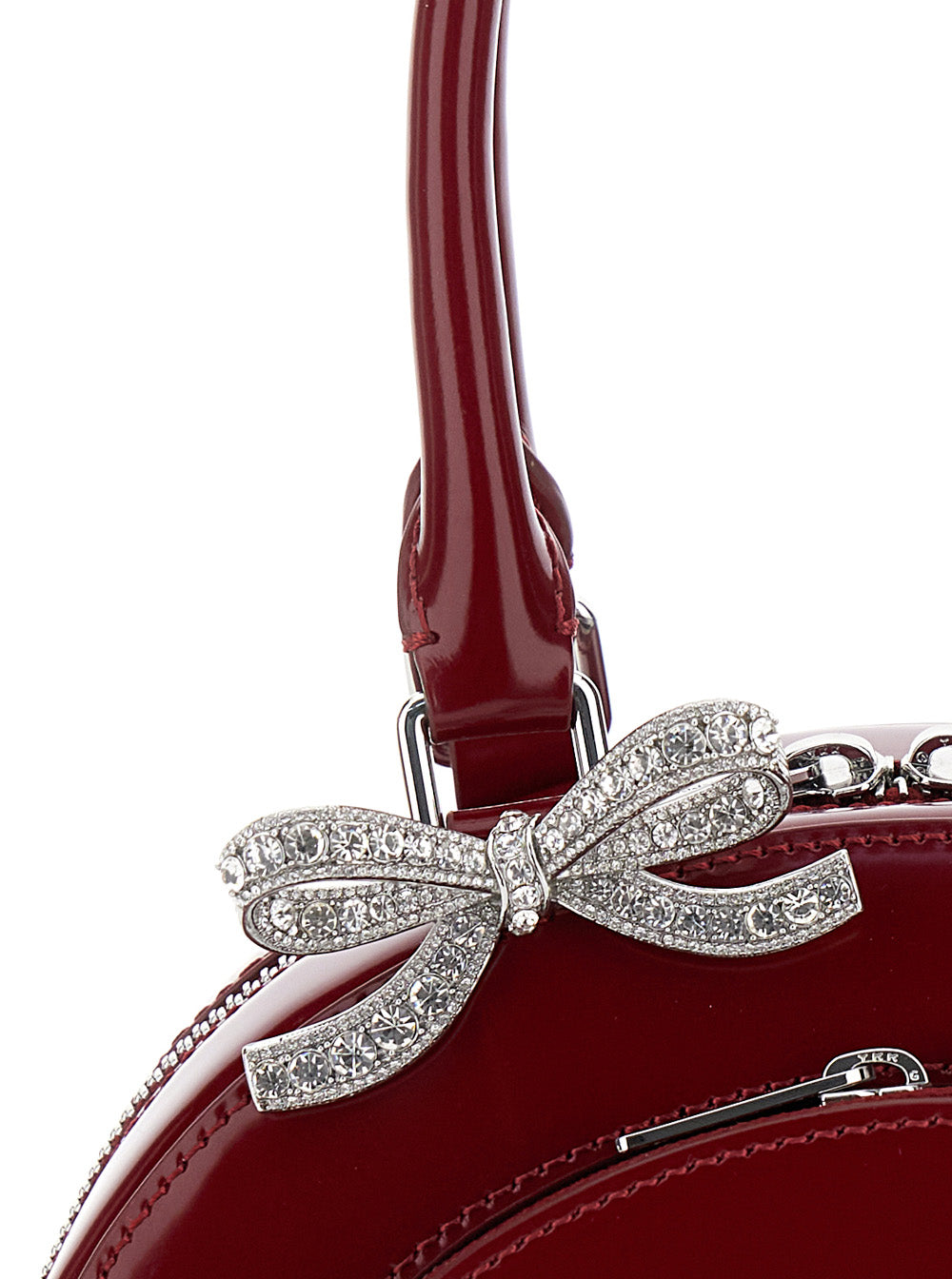Bordeaux Mini Handbag With Bows Patent Leather Woman Hand Bags