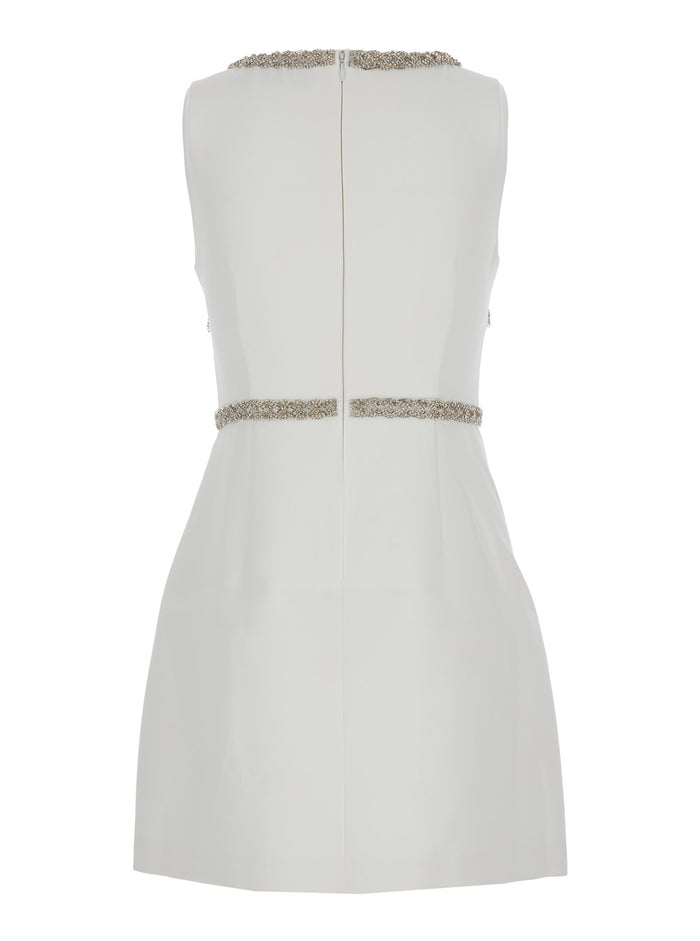 Mini Mint Green Dress With Bows And Crystals Fabric Woman White