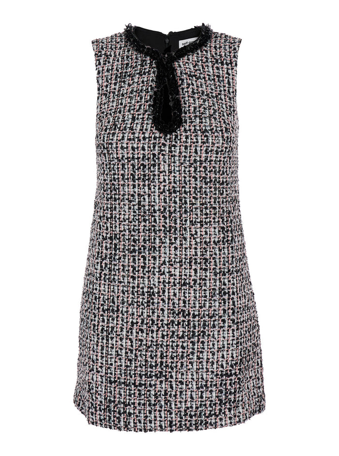 Mini Multicolor Dress With Cut-Out Bouclé Woman