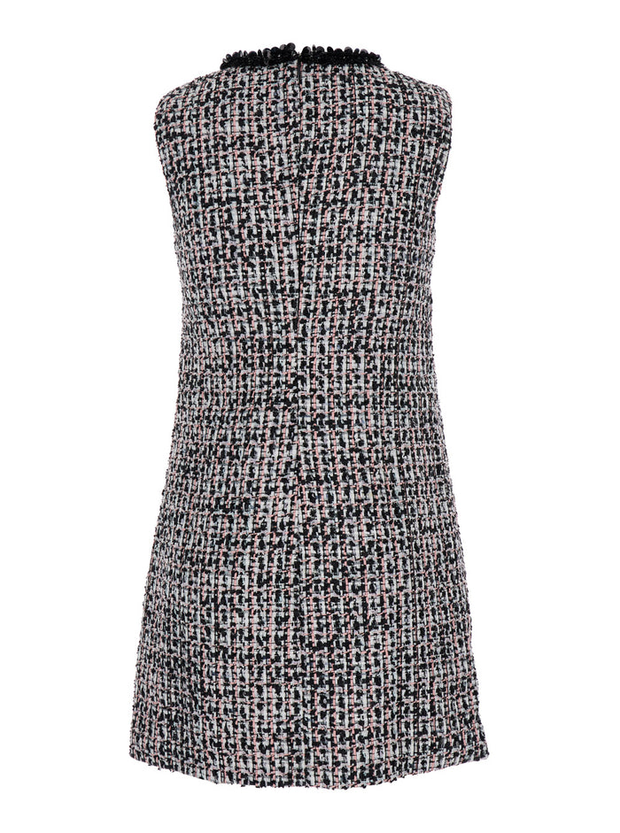 Mini Multicolor Dress With Cut-Out Bouclé Woman