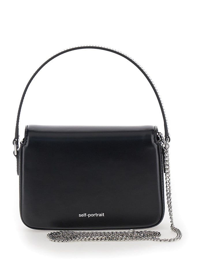 Micro Black Handbag With Bow Detail Smooth Leather Woman 100 % Calf Shoulder Bags