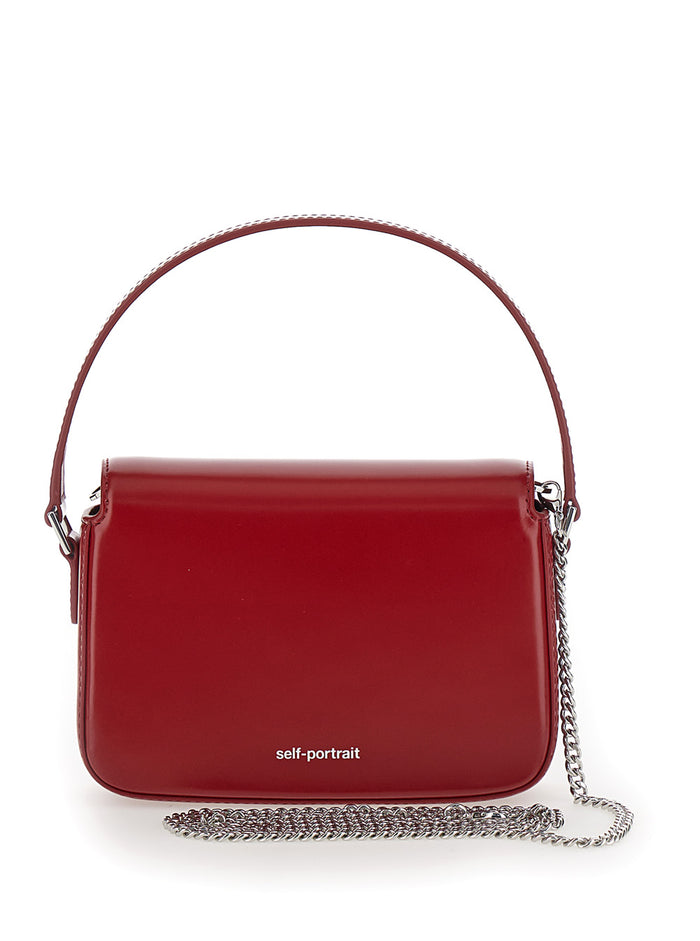 Micro Red Handbag With Bow Detail Smooth Leather Woman Shoulder Bags
