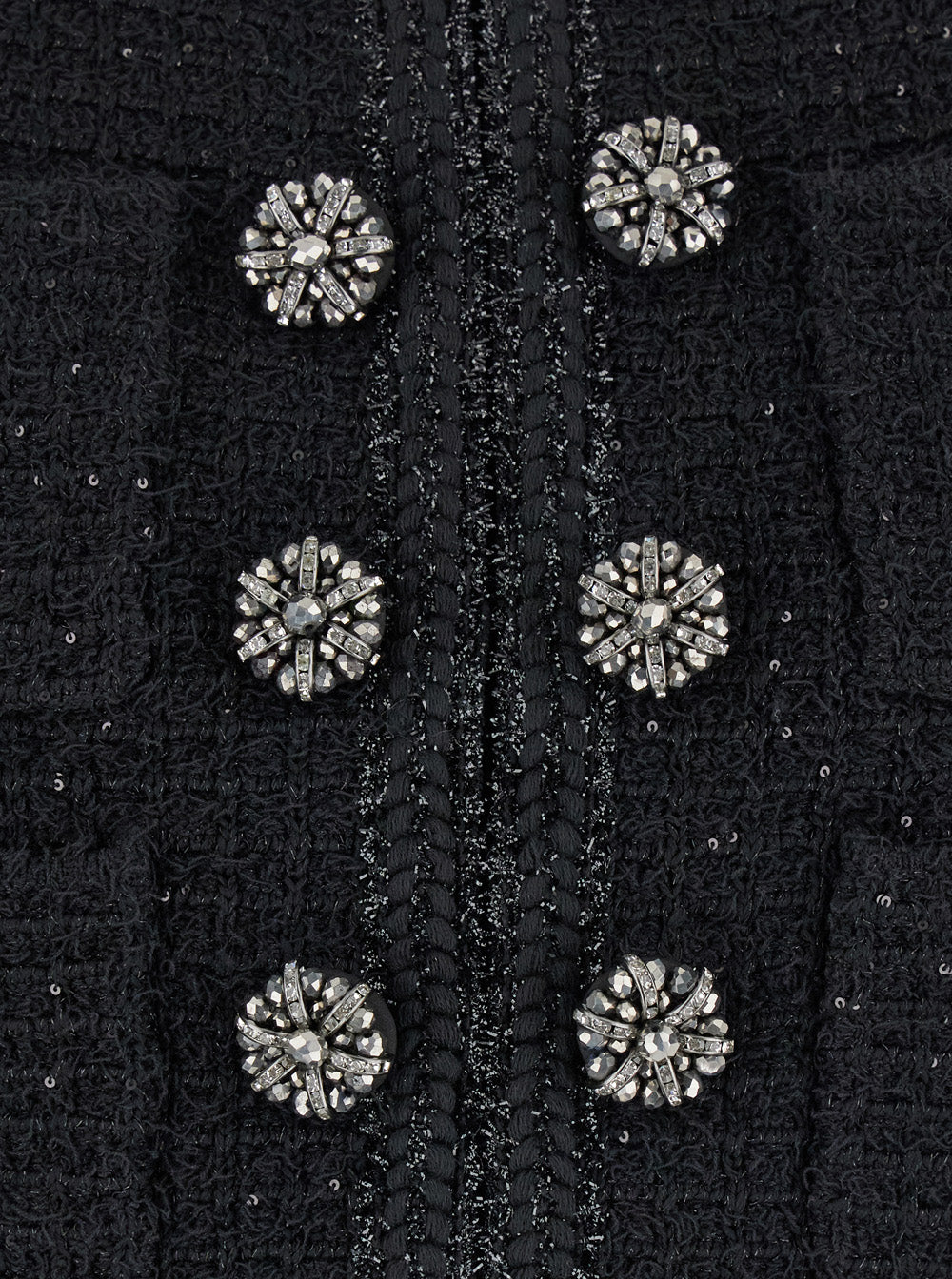 Black Knitted Jacket With Paillettes Cotton And Tech Fabric Blend Woman Blazers