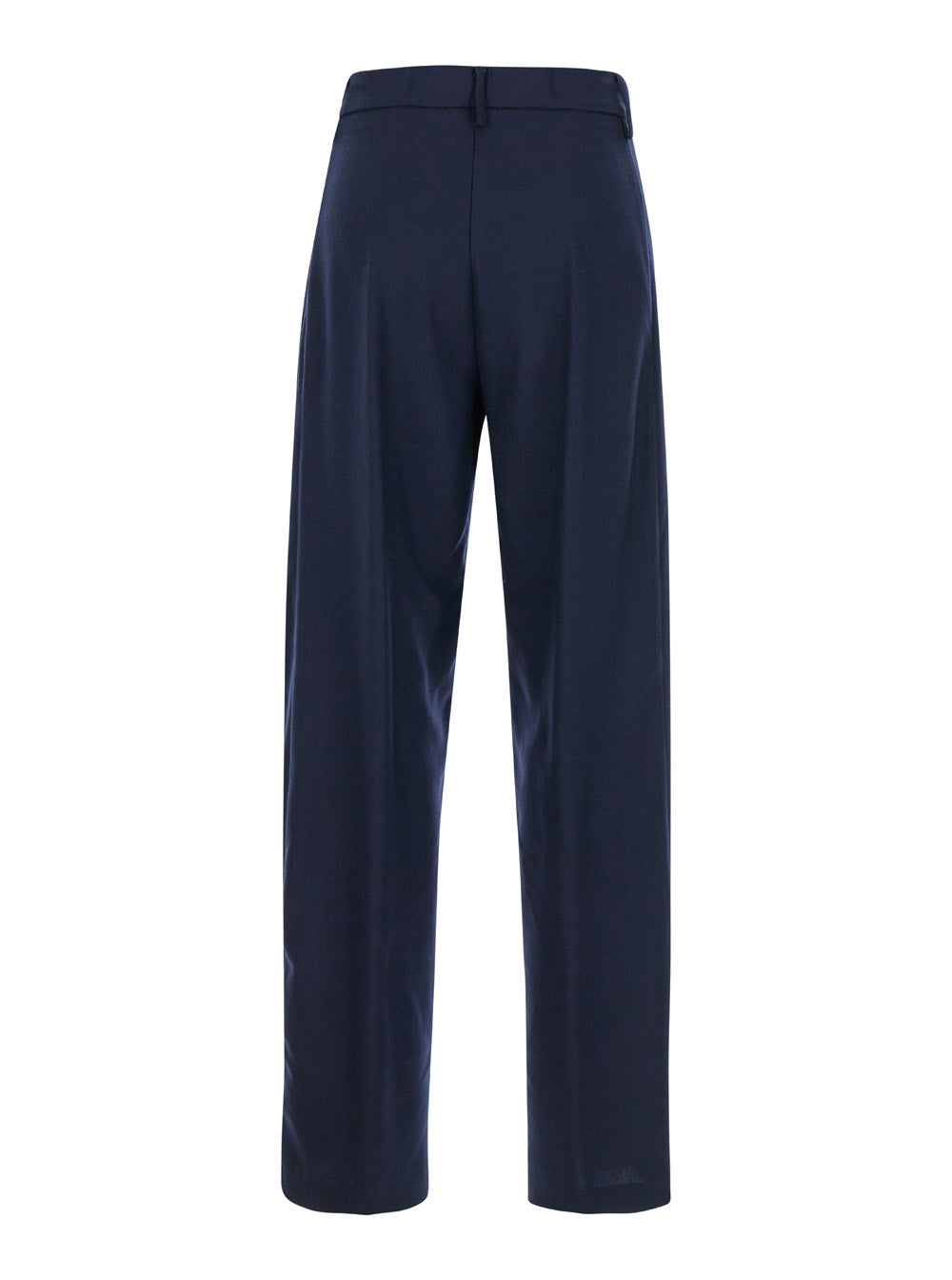 Blue Pants With High Waist And Pences On The Front Wool Stretch Woman Blu Trousers