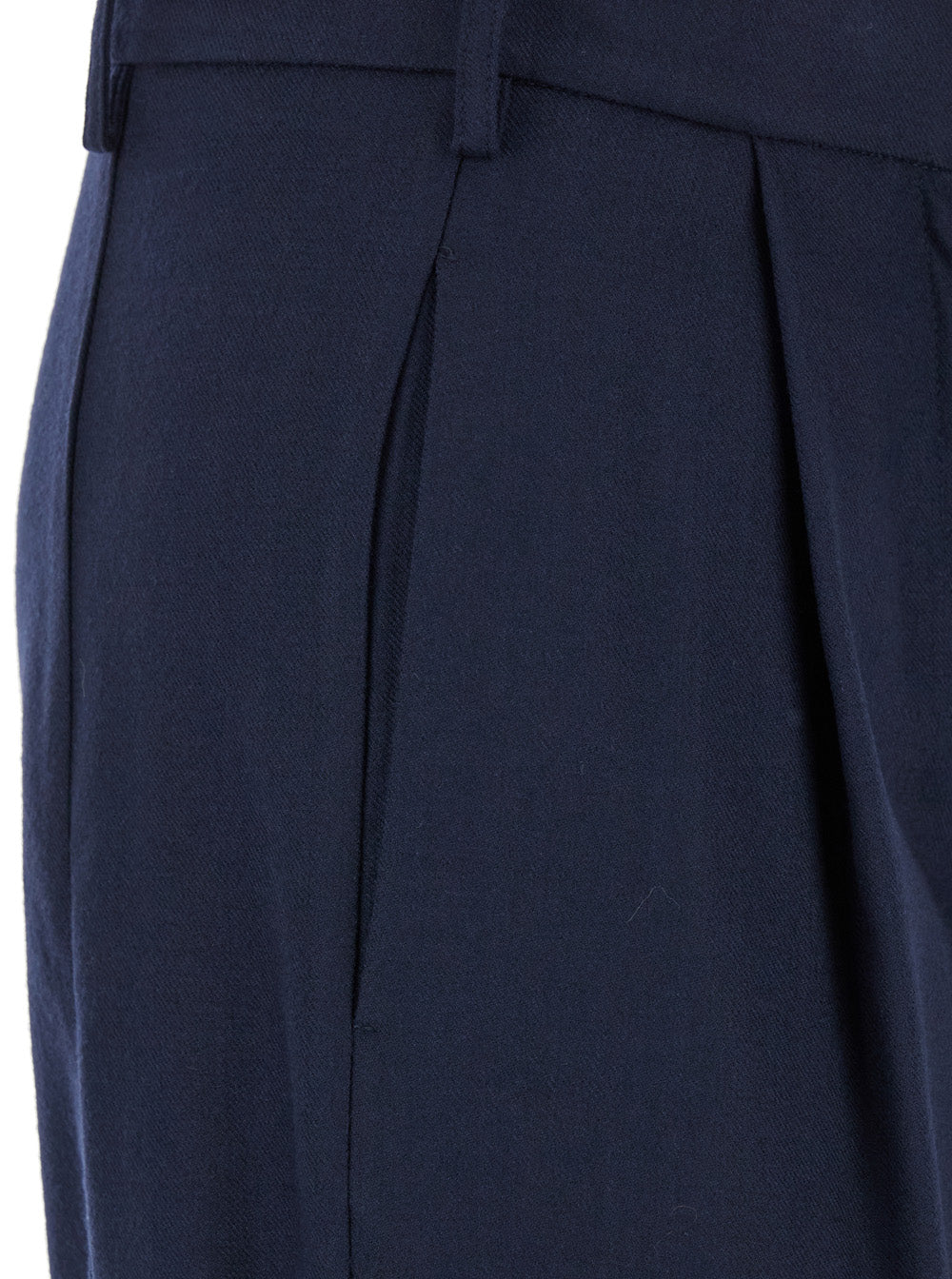Blue Pants With High Waist And Pences On The Front Wool Stretch Woman Blu Trousers