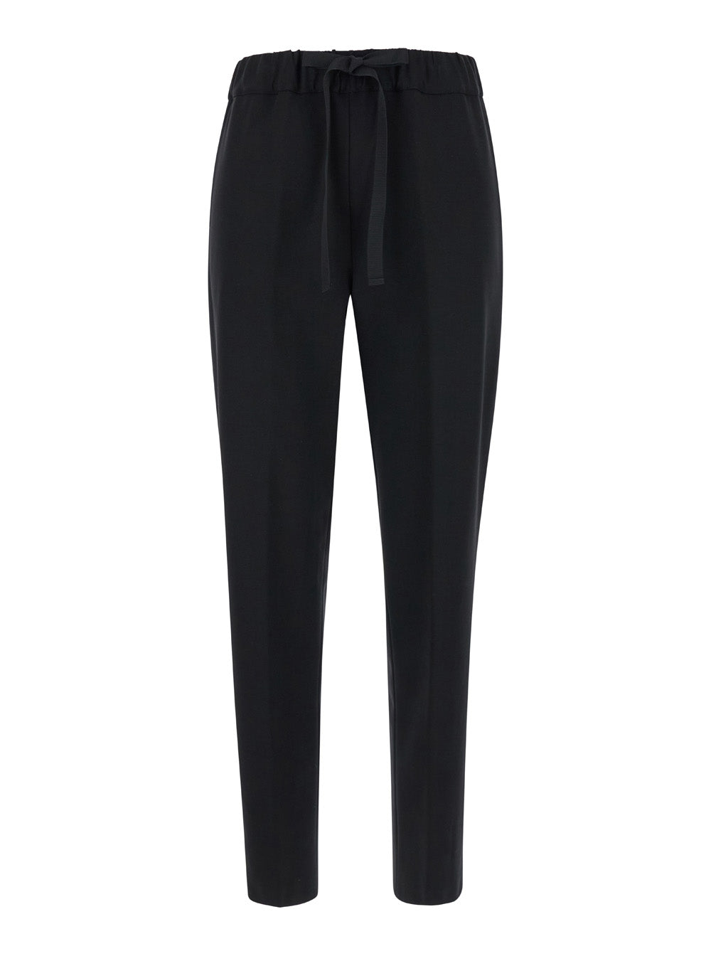 Buddy Blackpants With Drawstring Elastic Waist Viscose Blend Stretch Woman Black Trousers