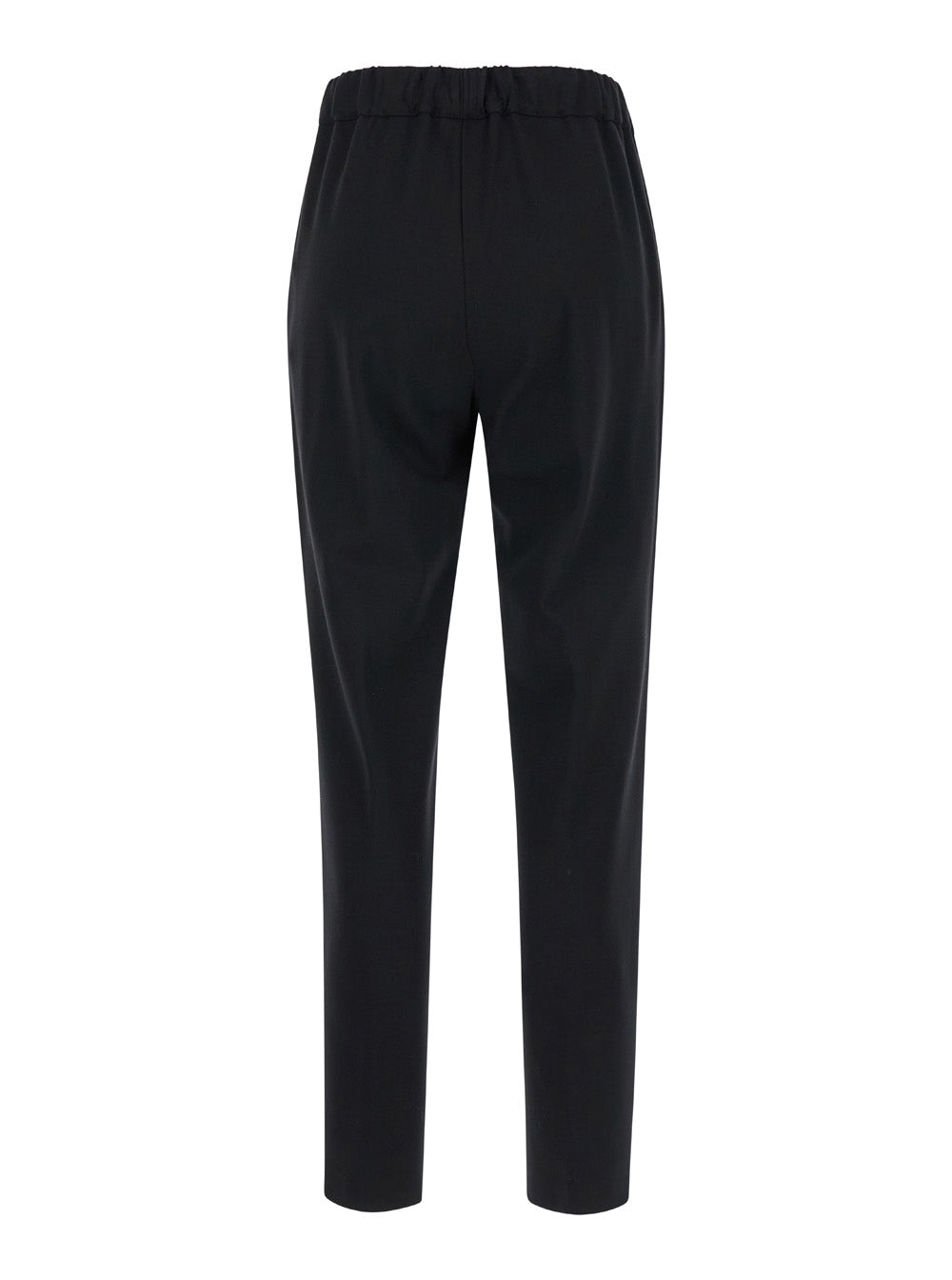 Buddy Blackpants With Drawstring Elastic Waist Viscose Blend Stretch Woman Black Trousers