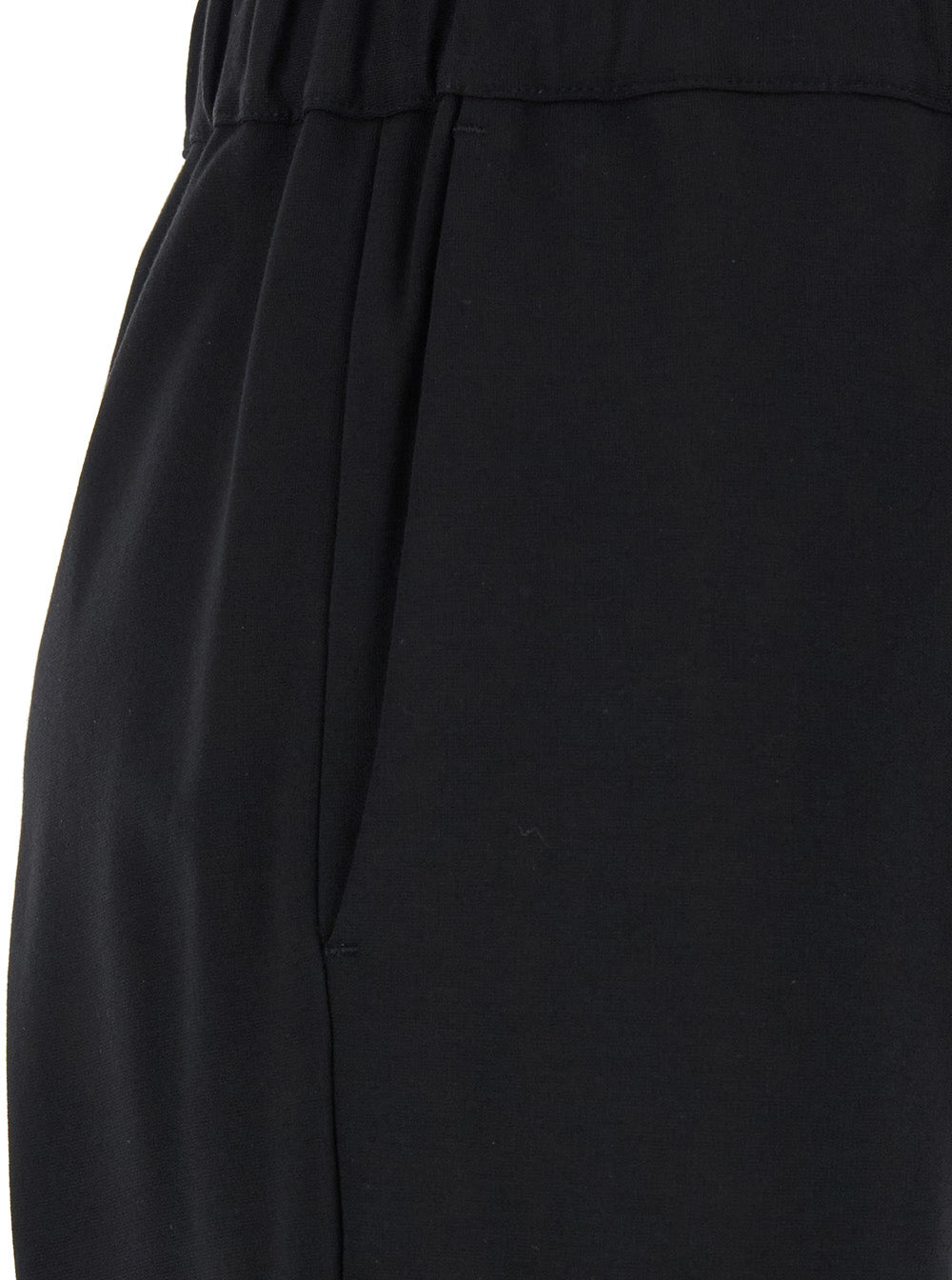 Buddy Blackpants With Drawstring Elastic Waist Viscose Blend Stretch Woman Black Trousers