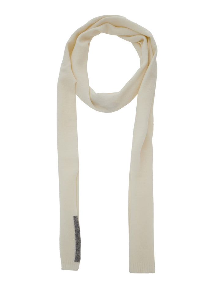 White Scarf with Contrasting Detail in Wool Woman Scarfs And Foulards