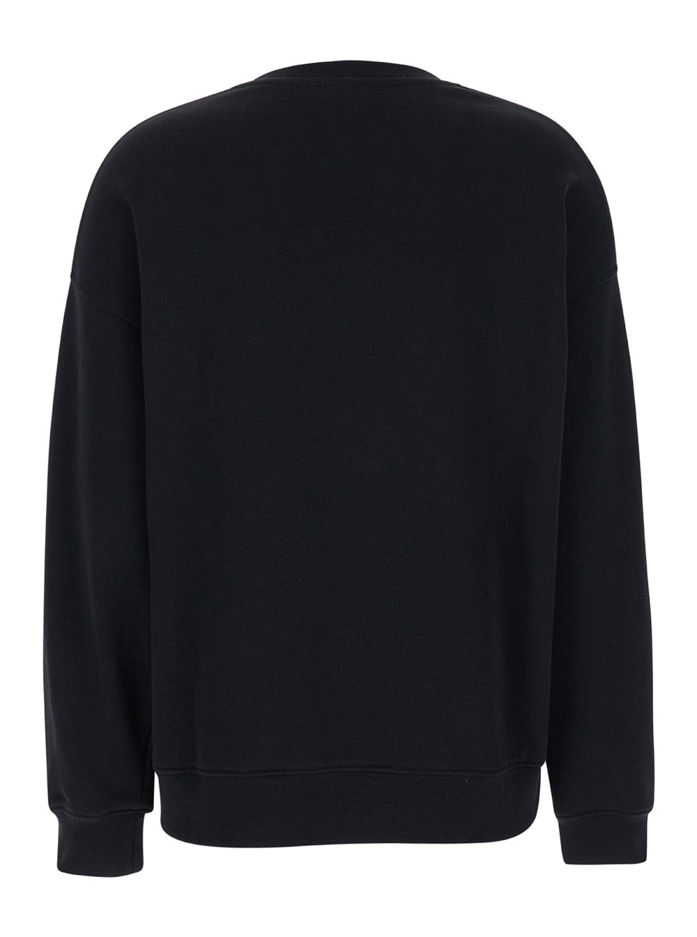 Black Crewneck Sweatshirt With Tonal Logo Print Cotton Woman Sweatshirts