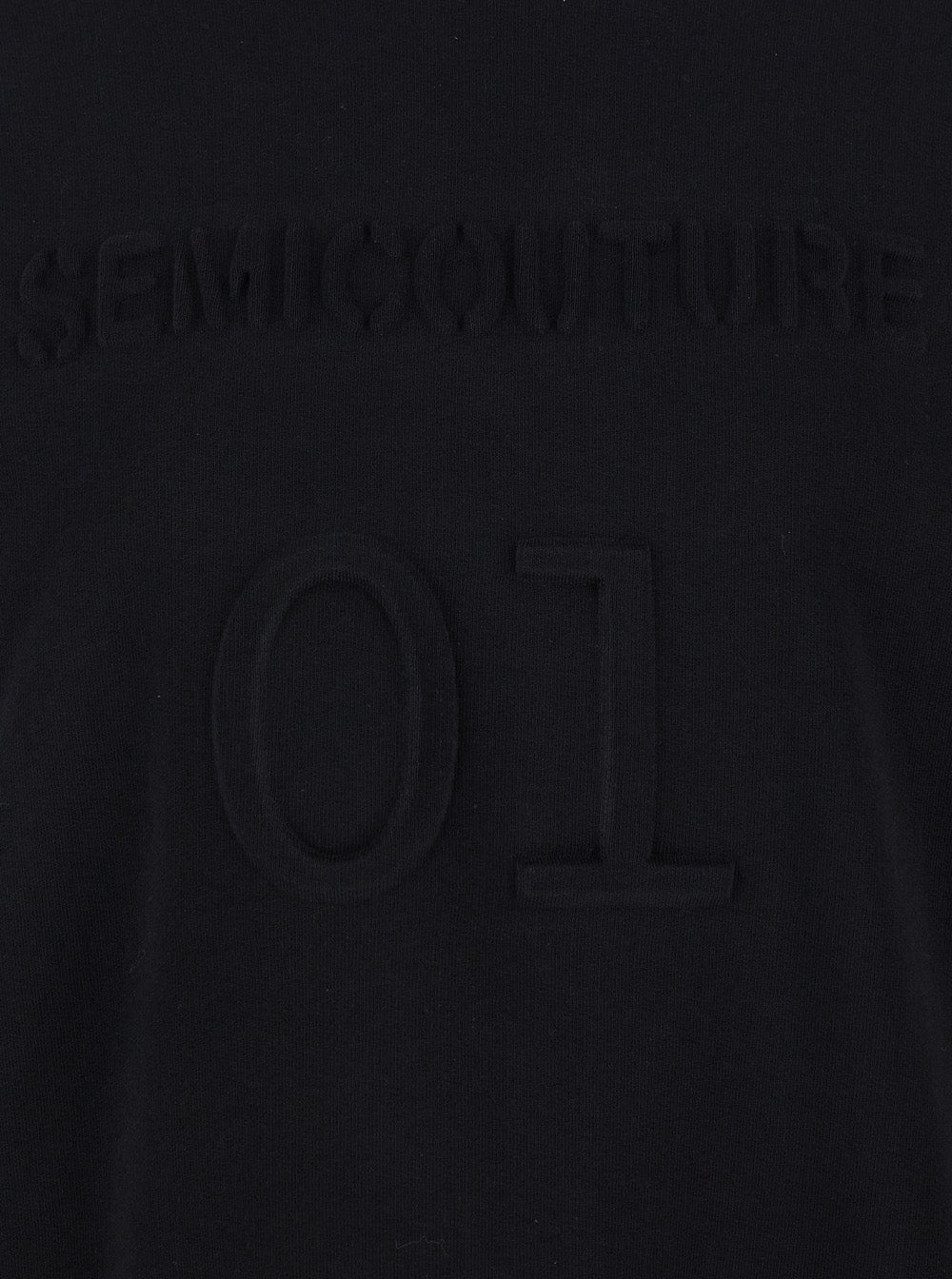 Black Crewneck Sweatshirt With Tonal Logo Print Cotton Woman Sweatshirts