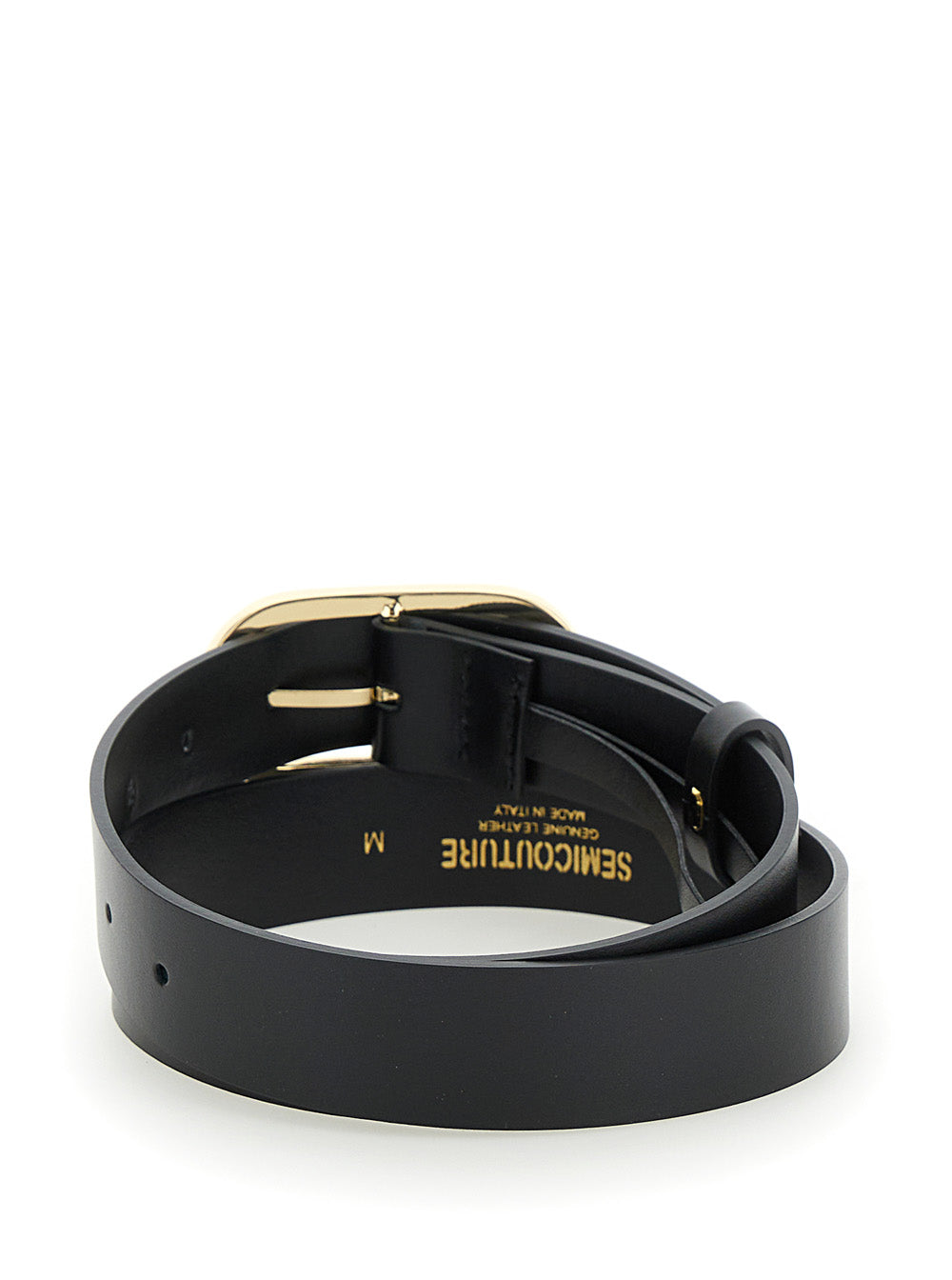 Ambre Black Belt With Round Buckle Leather Woman