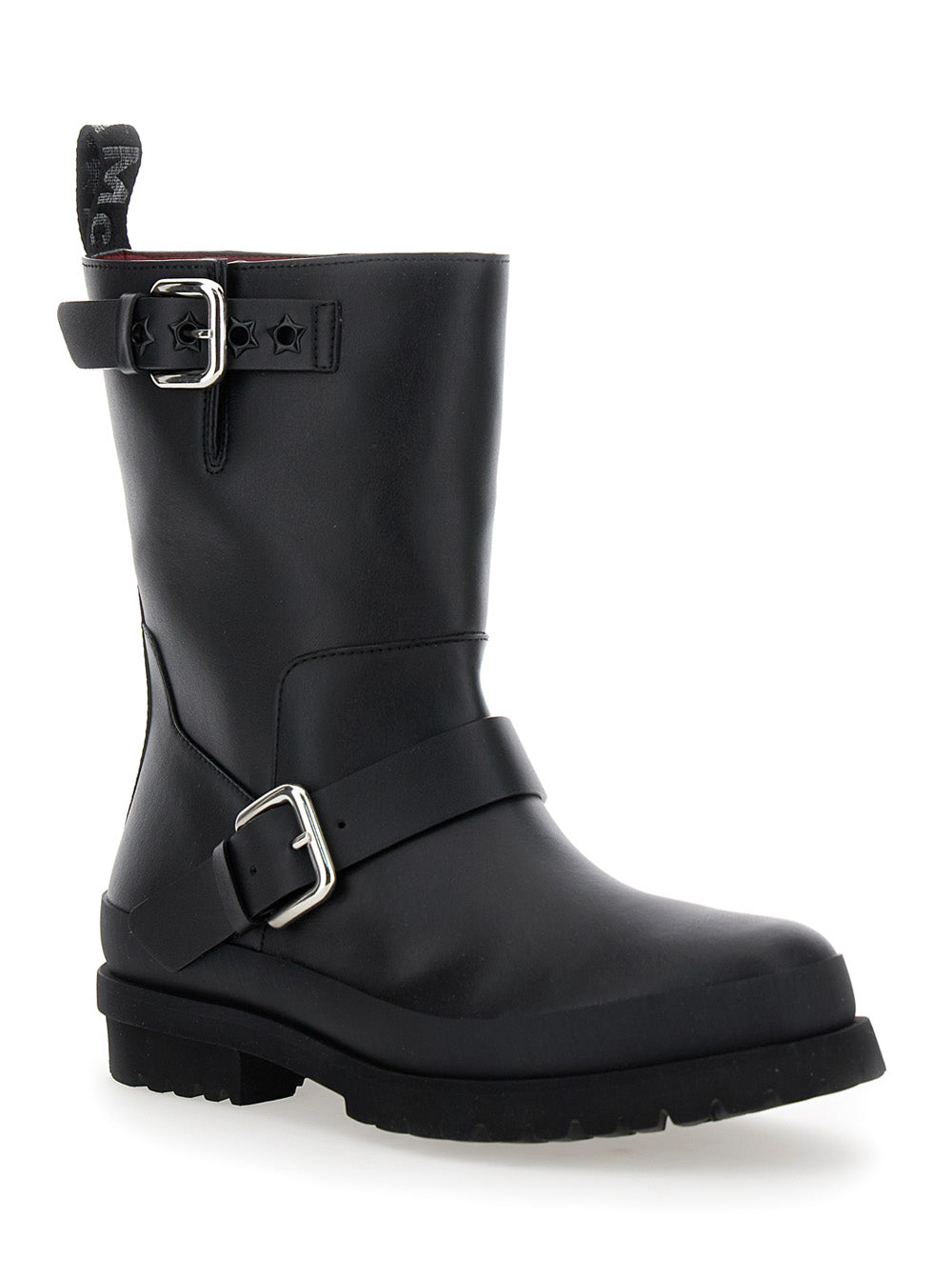 Trace Black Ankle Boots With Buckle Tech Fabric Woman