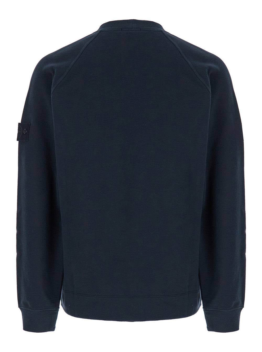 Black Crewneck Sweatshirt With Logo Patch On The Sleeve Cotton Man Blu Elastane Sweatshirts