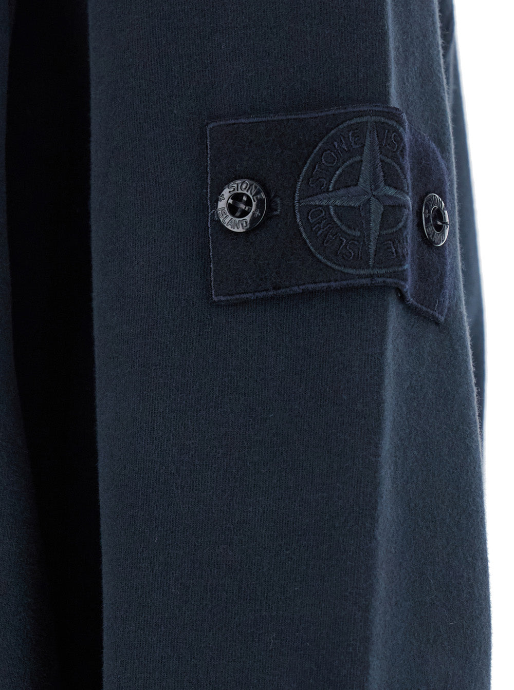 Black Crewneck Sweatshirt With Logo Patch On The Sleeve Cotton Man Blu Elastane Sweatshirts