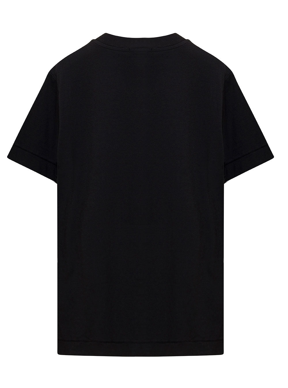 Black Crewneck T-Shirt With Patch Logo Cotton Boy Tshirts And Polo Shirts