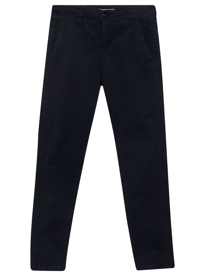 Blue Pants With Logo Patch Stretch Cotton Boy Blu Elastan Trousers