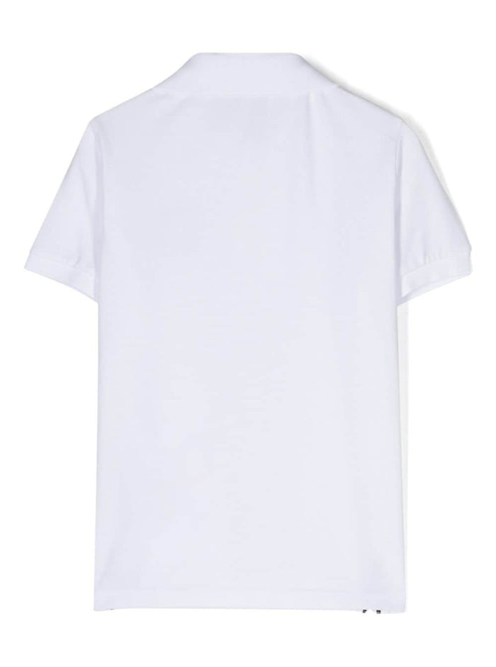 White Polo Shirt With Logo Stretch Cotton Boy Elastane Tshirts And