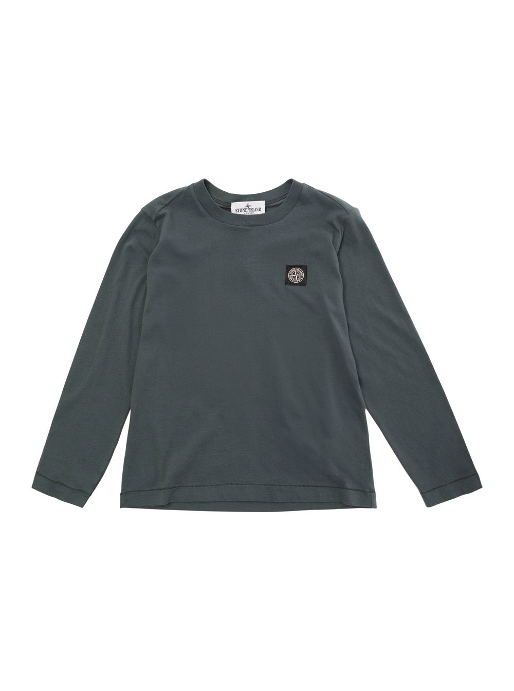 Grey Long Sleeve T-Shirt With Logo Patch Cotton Boy Jersey