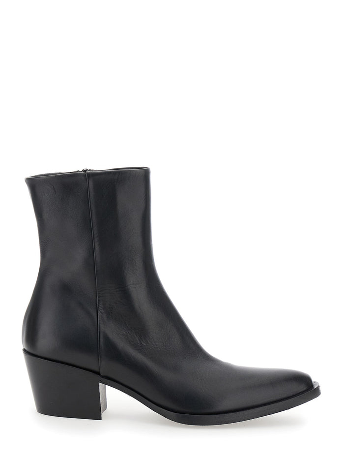 Spectra Black Ankle Boots Leather Woman