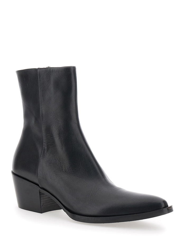 Spectra Black Ankle Boots Leather Woman