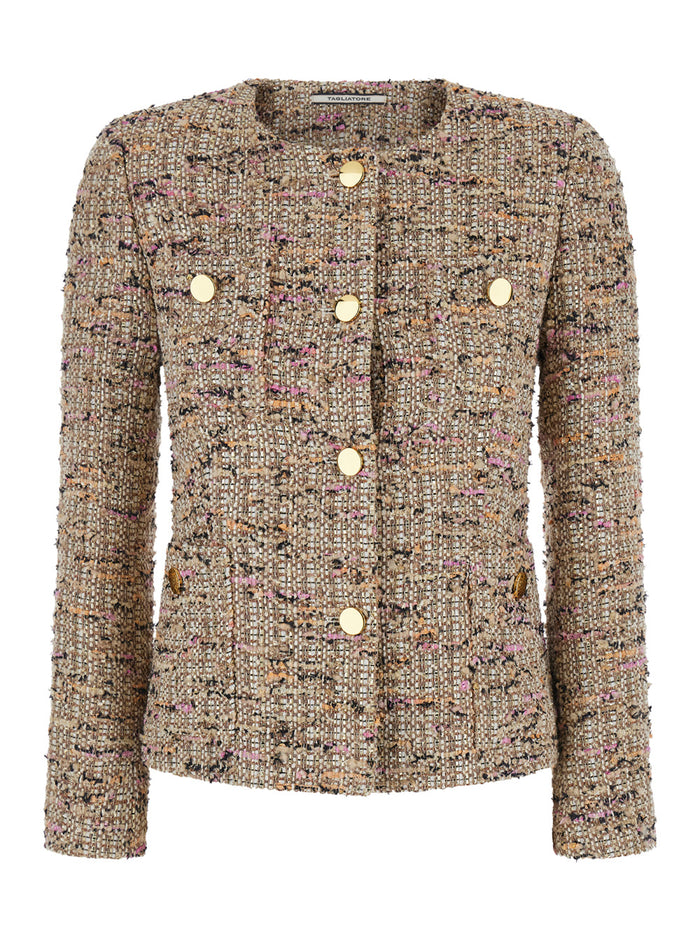 Beverly Multicolor Crewneck Jacket Tech Fabric Woman Blazers