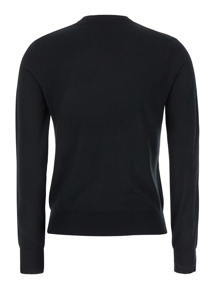 Black Crewneck Sweater Wool Woman Jersey