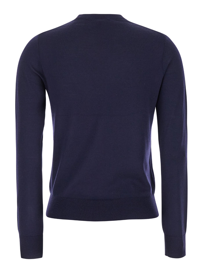 Blue Crewneck Sweater Wool Woman Blu Jersey