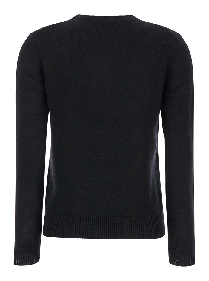 Black Crewneck Sweater Cashmere Woman Jersey