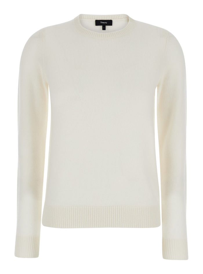 White Crewneck Sweater Cashmere Woman Jersey
