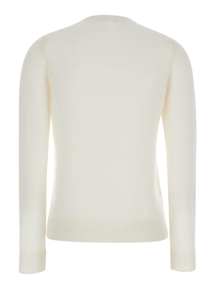 White Crewneck Sweater Cashmere Woman Jersey