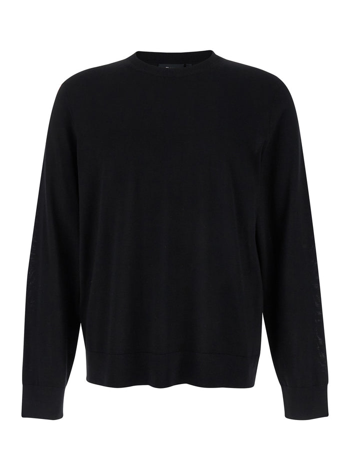 Black Crewneck Sweater Wool Man Jersey