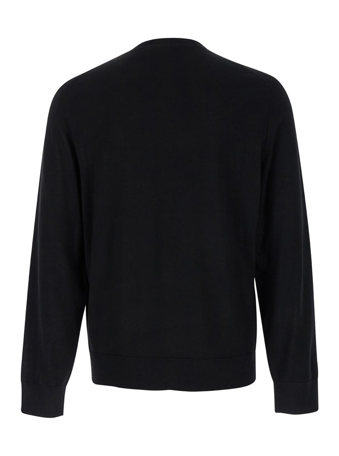 Black Crewneck Sweater Wool Man Jersey