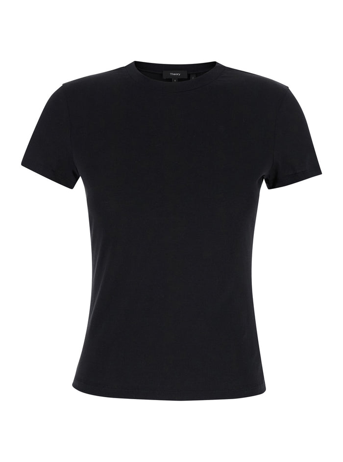 Fitted Black Crewneck T-Shirt Cotton Woman Tshirts And Polo Shirts