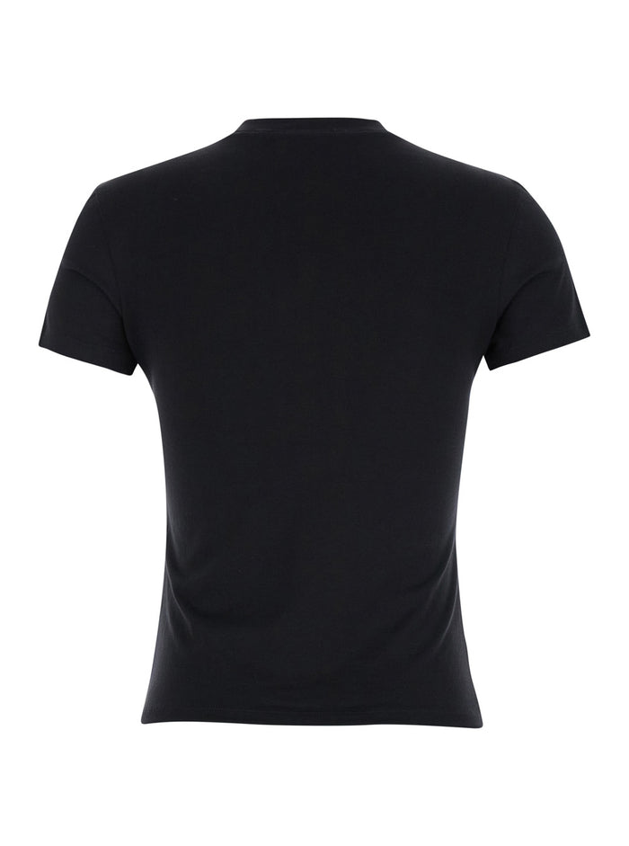 Fitted Black Crewneck T-Shirt Cotton Woman Tshirts And Polo Shirts