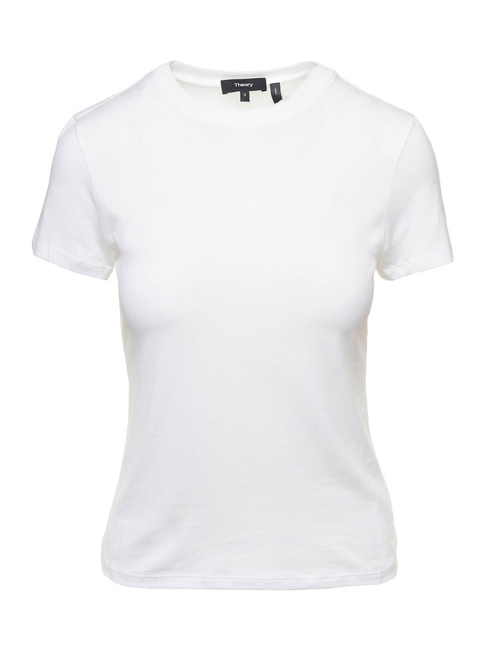 Fitted White Crewneck T-Shirt Cotton Woman Tshirts And Polo Shirts