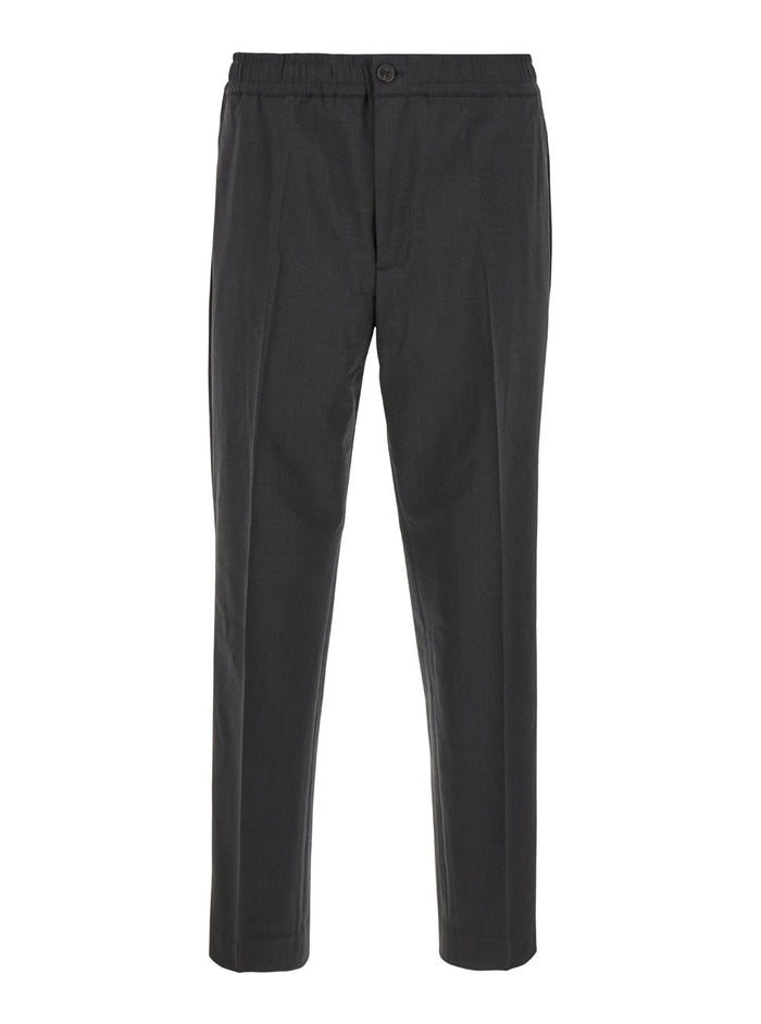 Larin Grey Pants With Elastic Waistband Tech Fabric Man Trousers