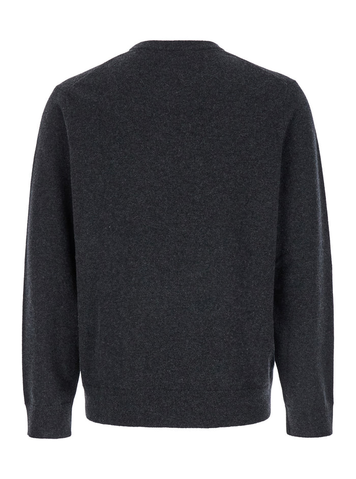 Grey Sweater With Ribbed Trim Cashmere Man Jersey