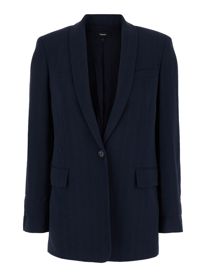 Blue Single-Breasted Jacket With Shawl Collar Cady Woman Blu Blazers
