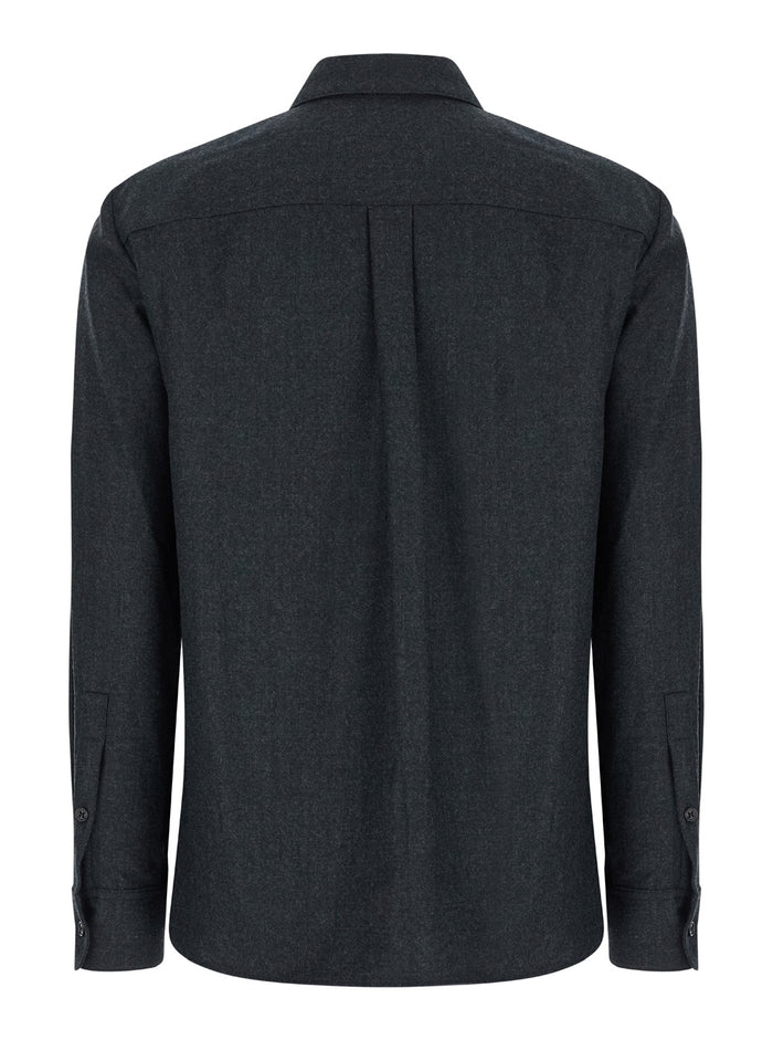 Grey Shirt With Classic Collar Wool Woman Virgin And Blouses