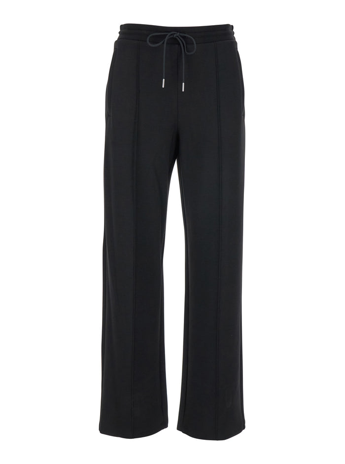 Black Drawstring Pants Stretch Fabric Woman Viscose Elastane Polyamide Trousers