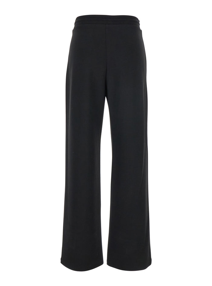 Black Drawstring Pants Stretch Fabric Woman Viscose Elastane Polyamide Trousers