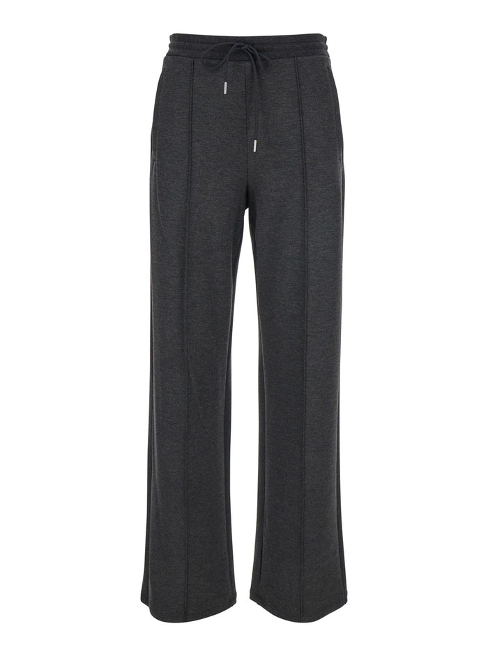 Grey Drawstring Pants Stretch Fabric Woman Viscose Elastane Polyamide Trousers