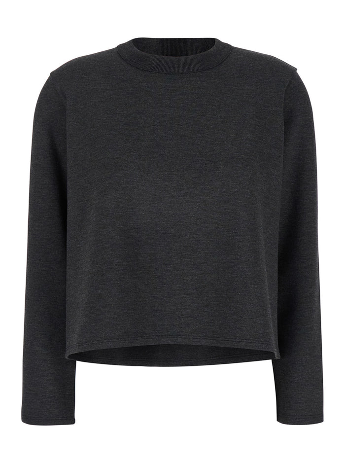 Grey Crop Sweater Stretch Fabric Woman Viscose Elastane Polyamide Jersey
