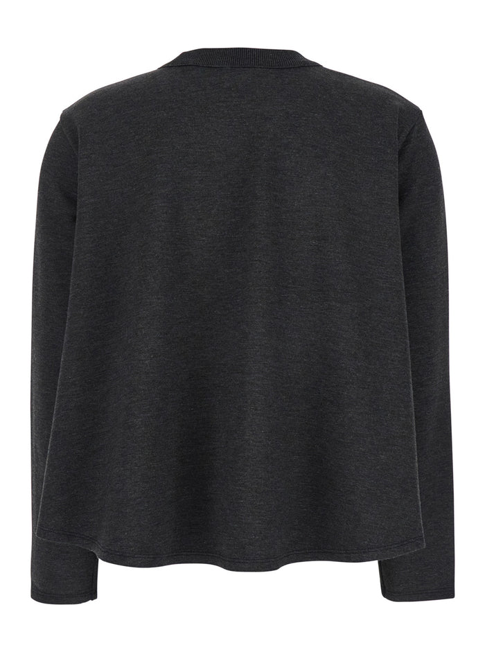 Grey Crop Sweater Stretch Fabric Woman Viscose Elastane Polyamide Jersey